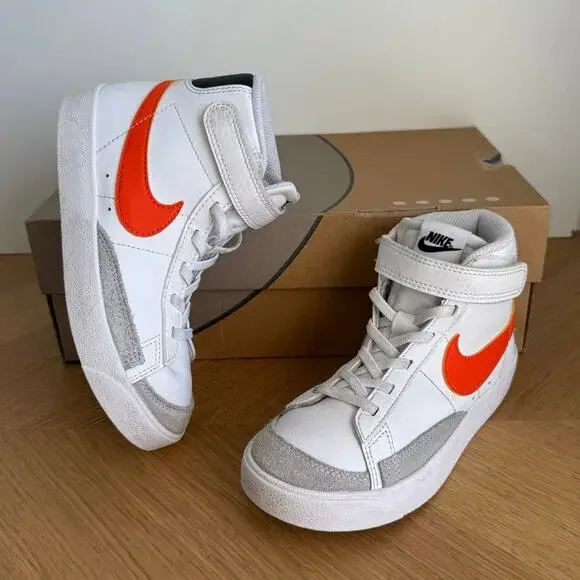 Nike Blazer Mid ‘77 White/Orange Kids Sneakers - SZ 13.5 C - Picture 1 of 11